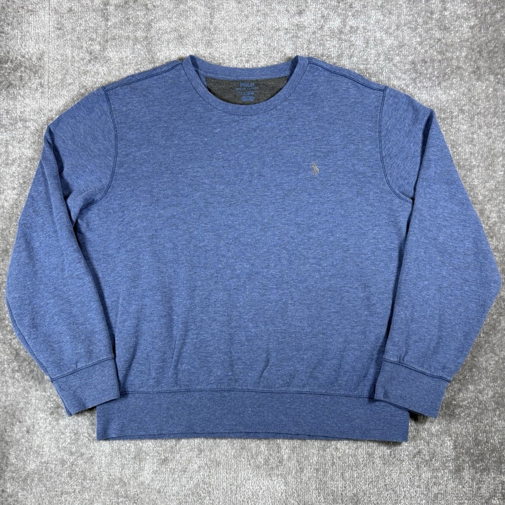 Polo Ralph Lauren Shirt Men Large Heathered Blue Long Sleeve Crew Neck